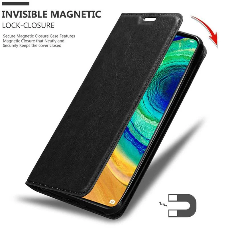 Cadorabo Hülle kompatibel mit Huawei MATE 30 Schutzhülle mit Magnetverschluss, Standfunktion und Kartenfach