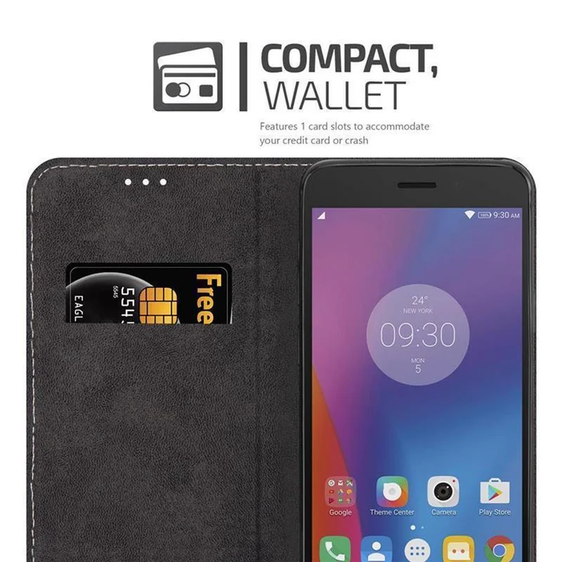 Cadorabo Hülle kompatibel mit Lenovo K6 / K6 POWER Schutzhülle mit Magnetverschluss, Standfunktion und Kartenfach