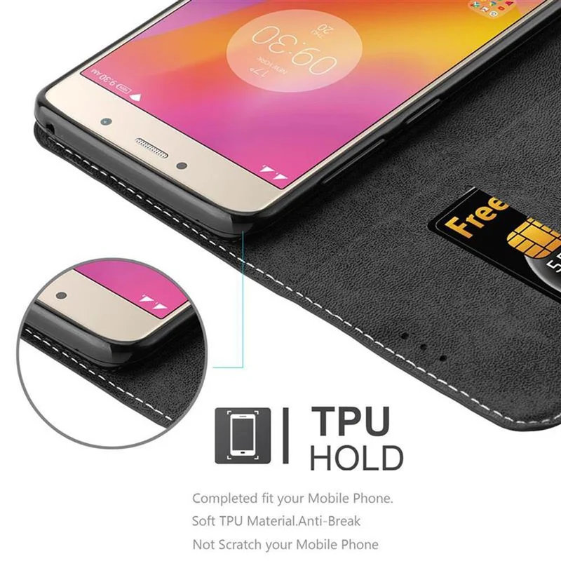 Cadorabo Hülle kompatibel mit Lenovo P2 Schutzhülle mit Magnetverschluss, Standfunktion und Kartenfach