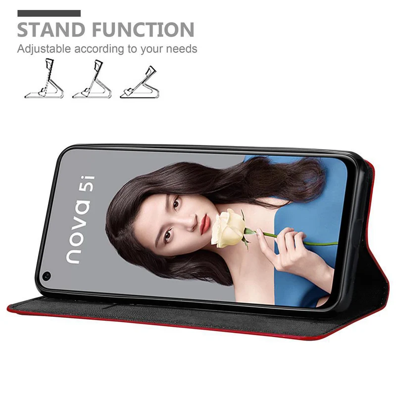 Cadorabo Hülle kompatibel mit Huawei NOVA 5i / P20 LITE 2019 Schutzhülle mit Magnetverschluss, Standfunktion und Kartenfach