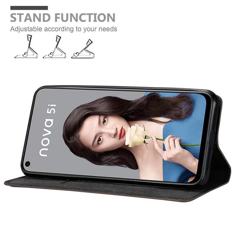 Cadorabo Hülle kompatibel mit Huawei NOVA 5i / P20 LITE 2019 Schutzhülle mit Magnetverschluss, Standfunktion und Kartenfach