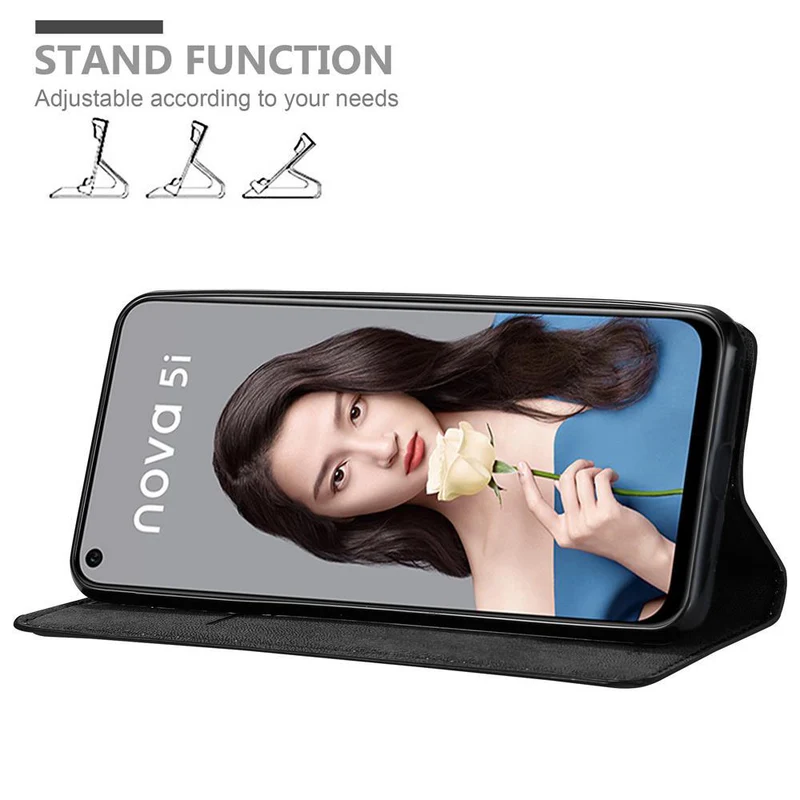 Cadorabo Hülle kompatibel mit Huawei NOVA 5i / P20 LITE 2019 Schutzhülle mit Magnetverschluss, Standfunktion und Kartenfach