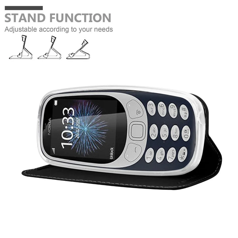 Cadorabo Hülle kompatibel mit Nokia 3310 2G Schutzhülle mit Magnetverschluss, Standfunktion und Kartenfach