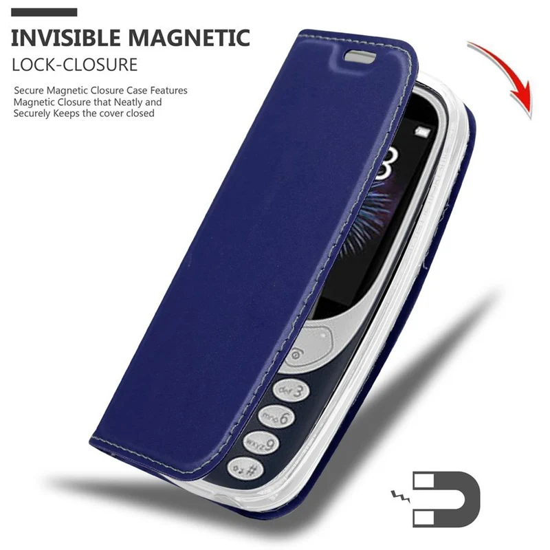 Cadorabo Hülle kompatibel mit Nokia 3310 2G Schutzhülle mit Magnetverschluss, Standfunktion und Kartenfach