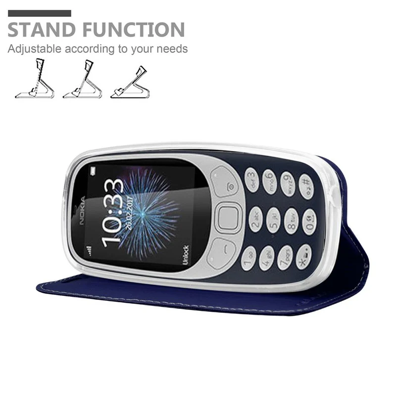 Cadorabo Hülle kompatibel mit Nokia 3310 2G Schutzhülle mit Magnetverschluss, Standfunktion und Kartenfach