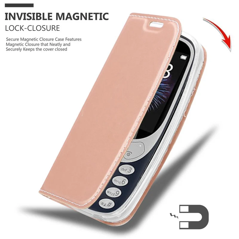 Cadorabo Hülle kompatibel mit Nokia 3310 2G Schutzhülle mit Magnetverschluss, Standfunktion und Kartenfach