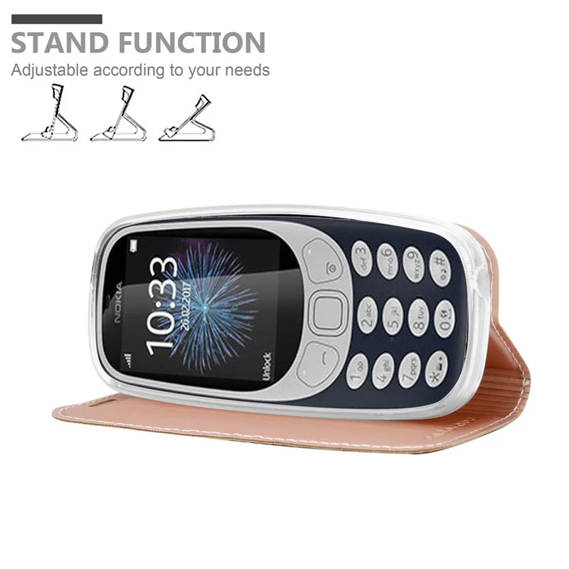 Cadorabo Hülle kompatibel mit Nokia 3310 2G Schutzhülle mit Magnetverschluss, Standfunktion und Kartenfach
