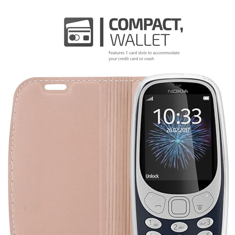 Cadorabo Hülle kompatibel mit Nokia 3310 2G Schutzhülle mit Magnetverschluss, Standfunktion und Kartenfach