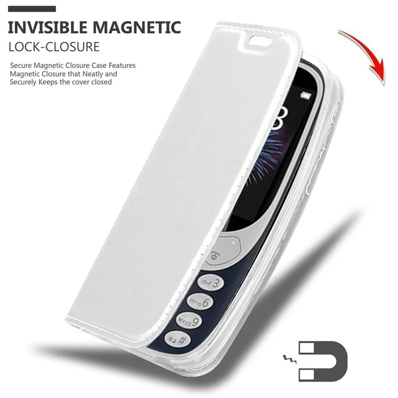 Cadorabo Hülle kompatibel mit Nokia 3310 2G Schutzhülle mit Magnetverschluss, Standfunktion und Kartenfach