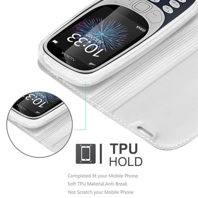 Cadorabo Hülle kompatibel mit Nokia 3310 2G Schutzhülle mit Magnetverschluss, Standfunktion und Kartenfach