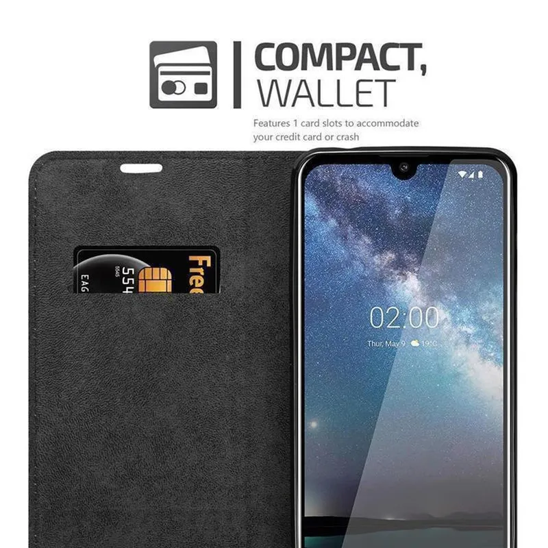 Cadorabo Hülle kompatibel mit Nokia 2,2 Schutzhülle mit Magnetverschluss, Standfunktion und Kartenfach