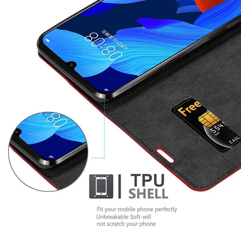 Cadorabo Hülle kompatibel mit Huawei NOVA 5 / 5 PRO Schutzhülle mit Magnetverschluss, Standfunktion und Kartenfach