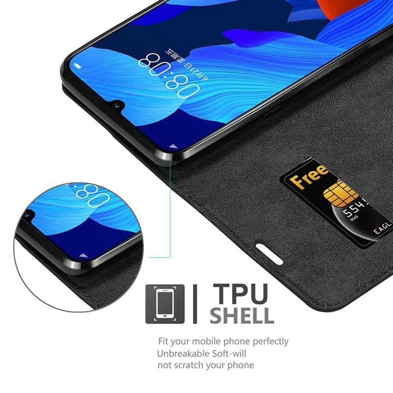 Cadorabo Hülle kompatibel mit Huawei NOVA 5 / 5 PRO Schutzhülle mit Magnetverschluss, Standfunktion und Kartenfach