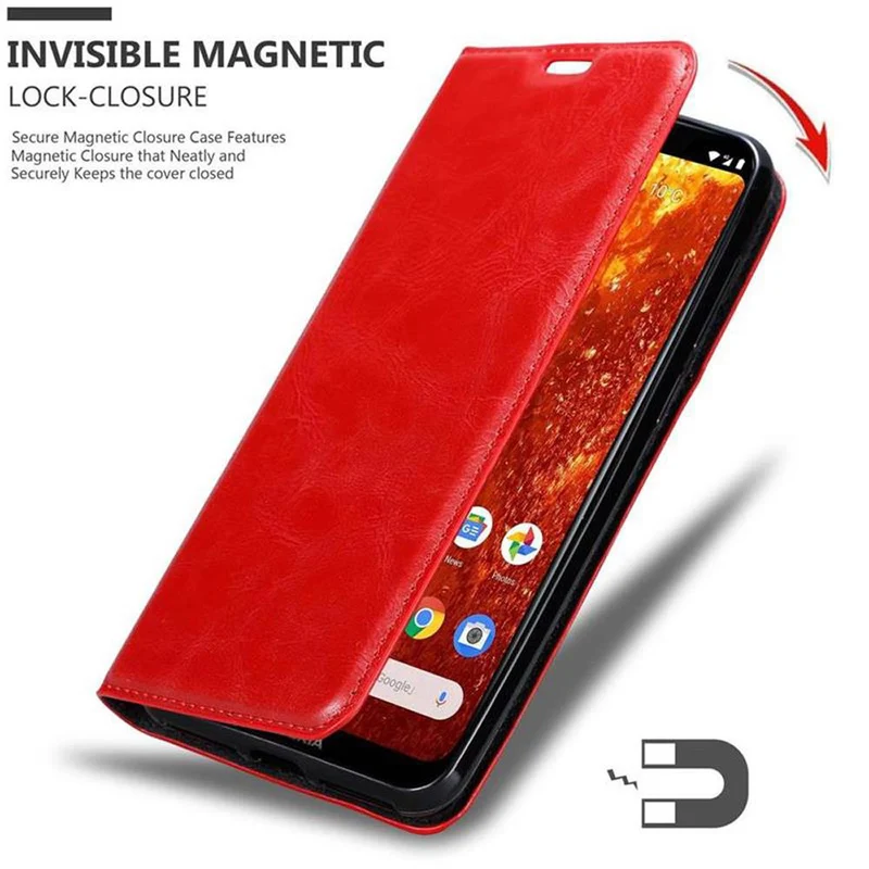 Cadorabo Hülle kompatibel mit Nokia 8,1 Schutzhülle mit Magnetverschluss, Standfunktion und Kartenfach