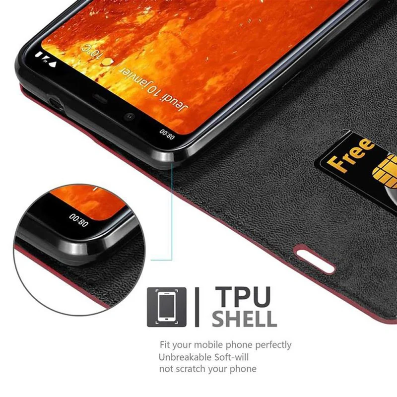 Cadorabo Hülle kompatibel mit Nokia 8,1 Schutzhülle mit Magnetverschluss, Standfunktion und Kartenfach