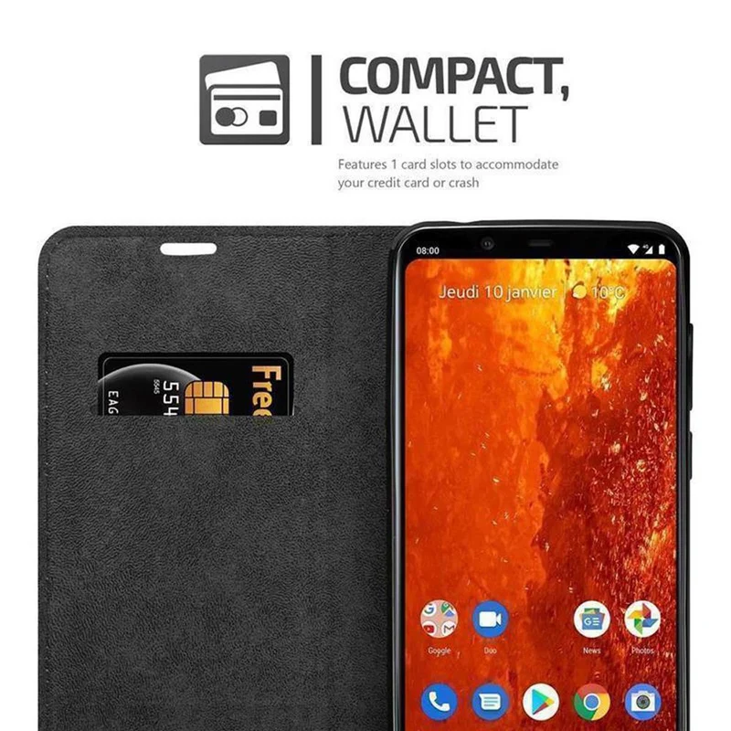Cadorabo Hülle kompatibel mit Nokia 8,1 Schutzhülle mit Magnetverschluss, Standfunktion und Kartenfach