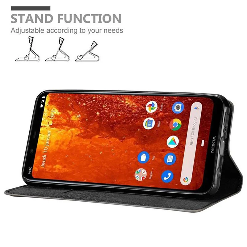 Cadorabo Hülle kompatibel mit Nokia 8,1 Schutzhülle mit Magnetverschluss, Standfunktion und Kartenfach