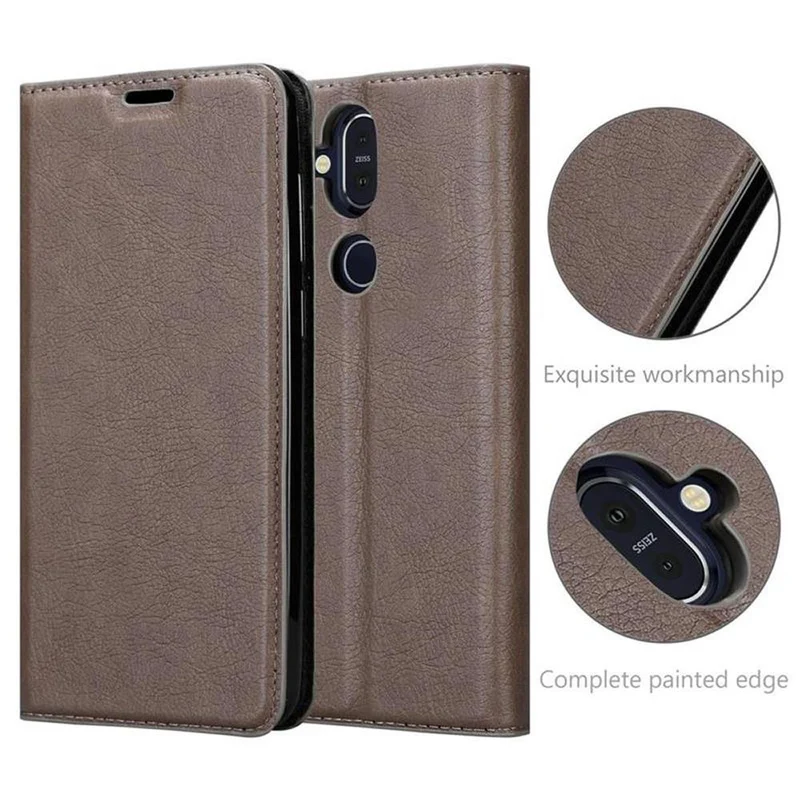 Cadorabo Hülle kompatibel mit Nokia 8,1 Schutzhülle mit Magnetverschluss, Standfunktion und Kartenfach