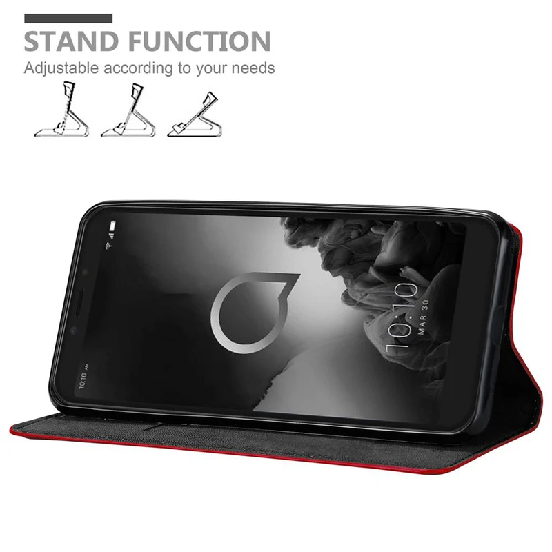 Cadorabo Hülle kompatibel mit Alcatel 1S 2019 Schutzhülle mit Magnetverschluss, Standfunktion und Kartenfach