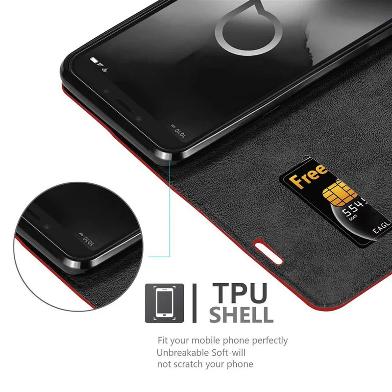 Cadorabo Hülle kompatibel mit Alcatel 1S 2019 Schutzhülle mit Magnetverschluss, Standfunktion und Kartenfach
