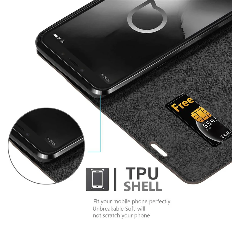 Cadorabo Hülle kompatibel mit Alcatel 1S 2019 Schutzhülle mit Magnetverschluss, Standfunktion und Kartenfach