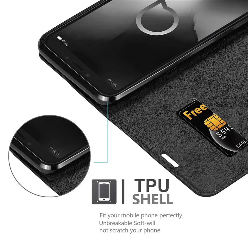 Cadorabo Hülle kompatibel mit Alcatel 1S 2019 Schutzhülle mit Magnetverschluss, Standfunktion und Kartenfach