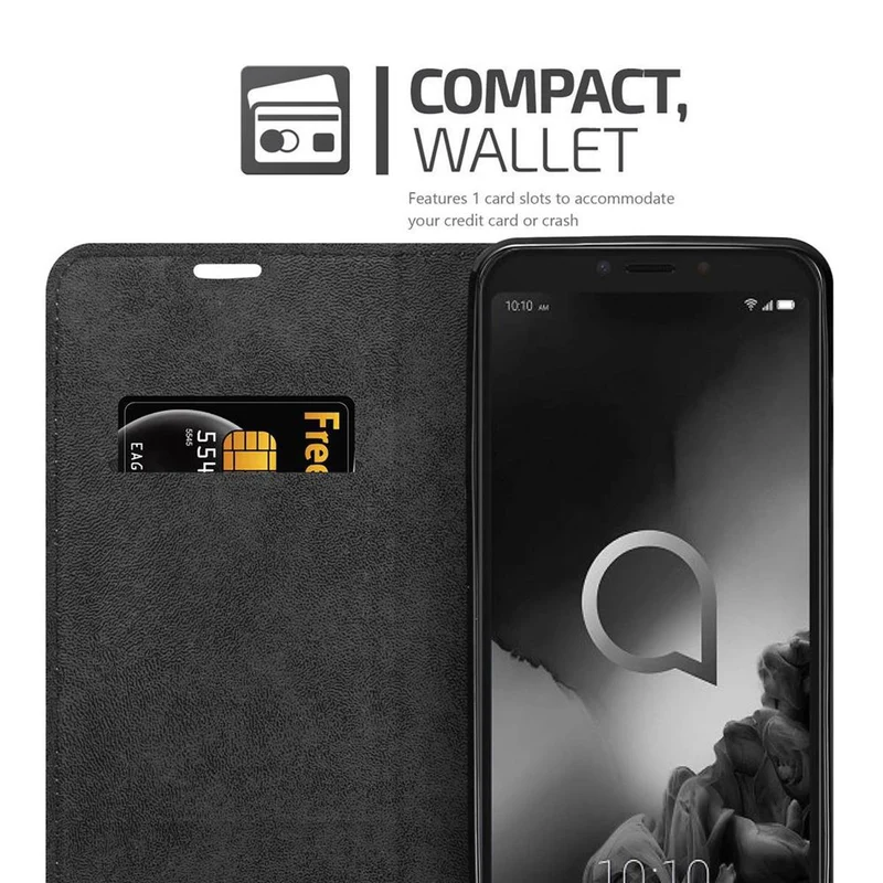 Cadorabo Hülle kompatibel mit Alcatel 1S 2019 Schutzhülle mit Magnetverschluss, Standfunktion und Kartenfach