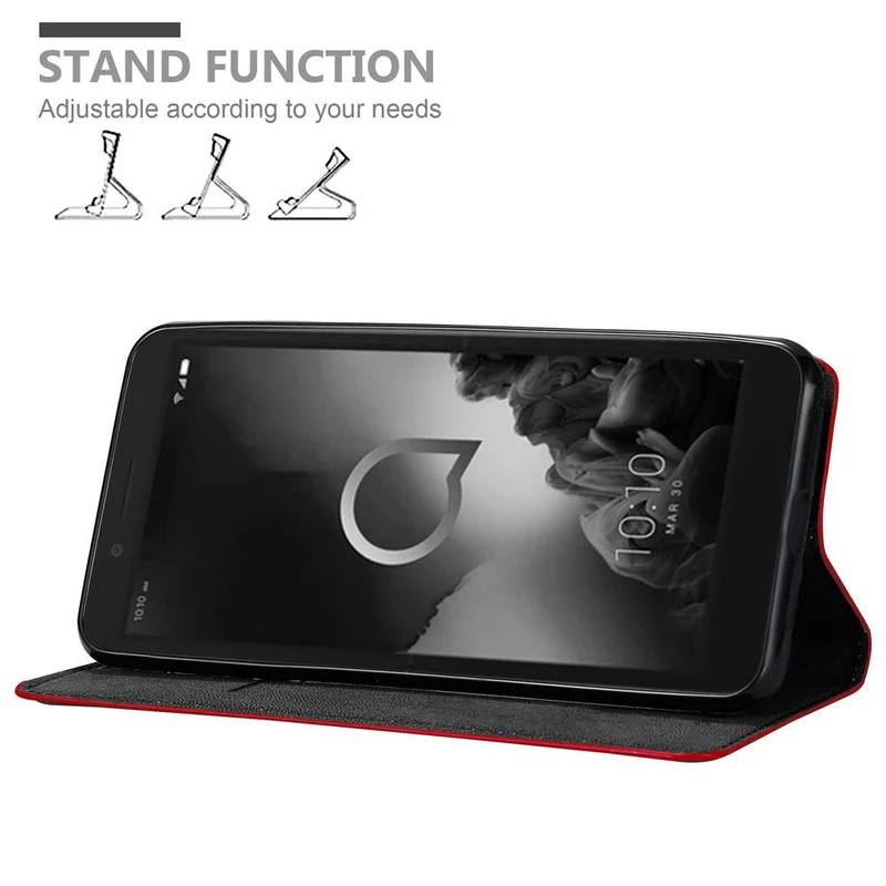 Cadorabo Hülle kompatibel mit Alcatel 1C 2019 Schutzhülle mit Magnetverschluss, Standfunktion und Kartenfach