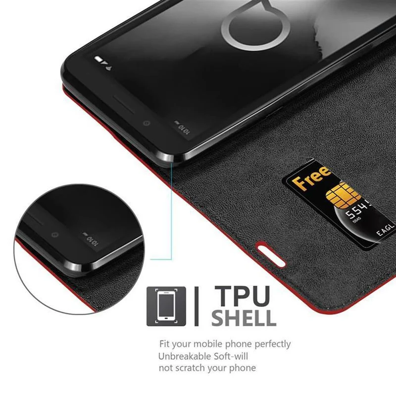 Cadorabo Hülle kompatibel mit Alcatel 1C 2019 Schutzhülle mit Magnetverschluss, Standfunktion und Kartenfach