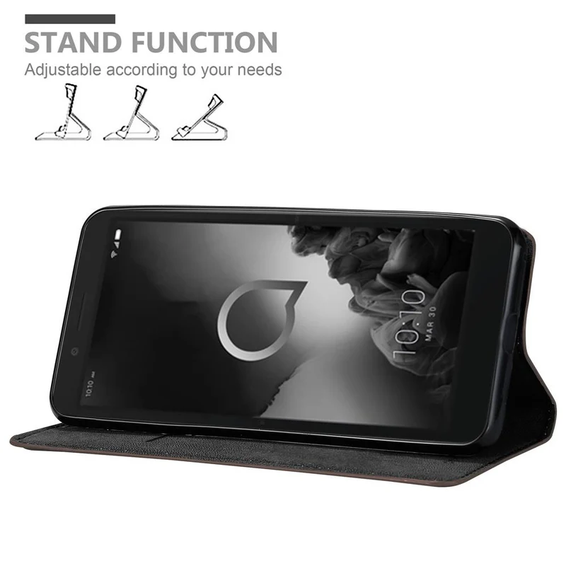 Cadorabo Hülle kompatibel mit Alcatel 1C 2019 Schutzhülle mit Magnetverschluss, Standfunktion und Kartenfach