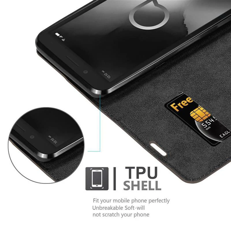 Cadorabo Hülle kompatibel mit Alcatel 1C 2019 Schutzhülle mit Magnetverschluss, Standfunktion und Kartenfach