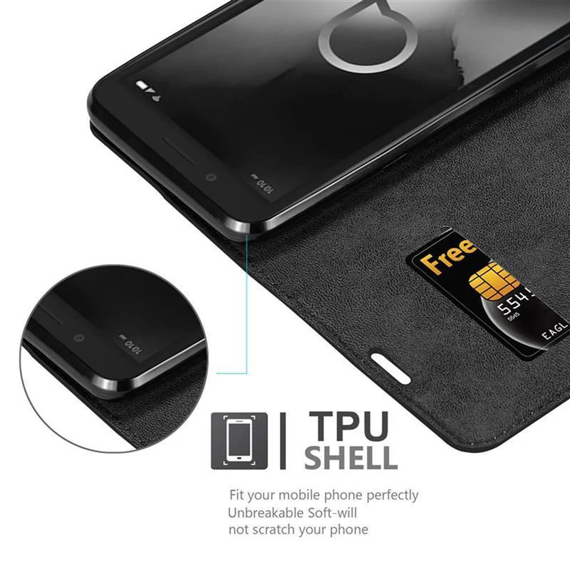 Cadorabo Hülle kompatibel mit Alcatel 1C 2019 Schutzhülle mit Magnetverschluss, Standfunktion und Kartenfach