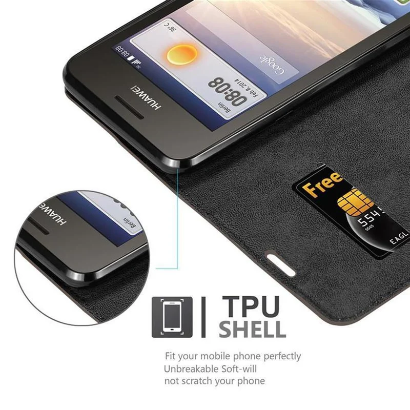 Cadorabo Hülle kompatibel mit Huawei Y3 / Y3C / Y330 / Y331 / Y360 Schutzhülle mit Magnetverschluss, Standfunktion und Kartenfach