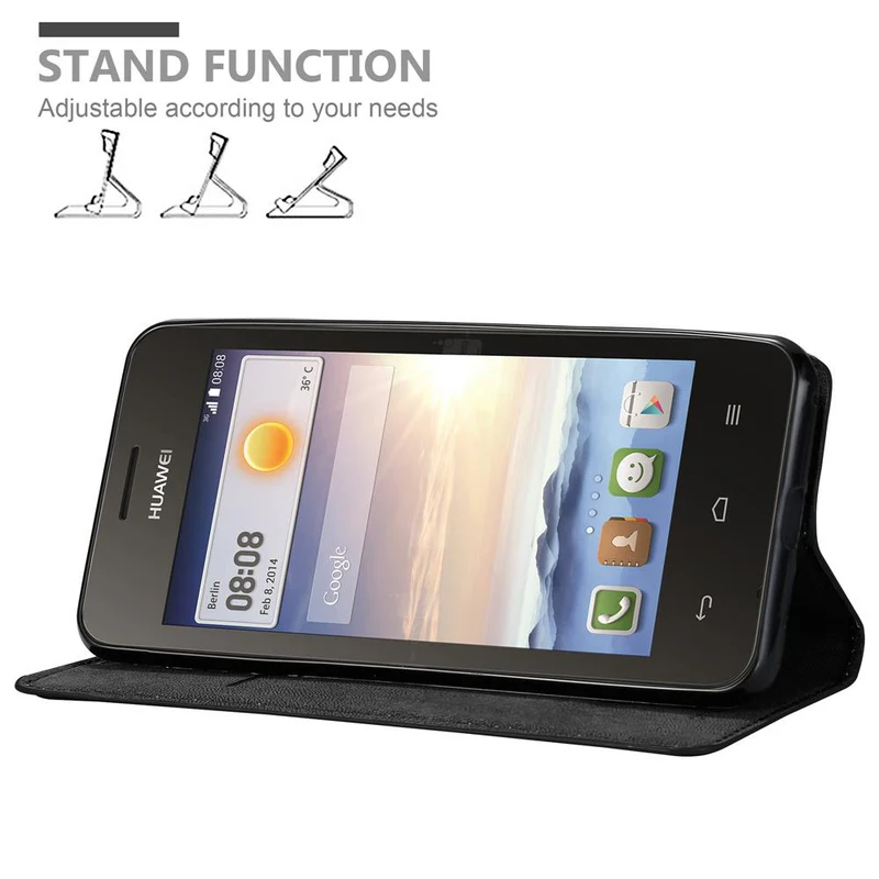 Cadorabo Hülle kompatibel mit Huawei Y3 / Y3C / Y330 / Y331 / Y360 Schutzhülle mit Magnetverschluss, Standfunktion und Kartenfach