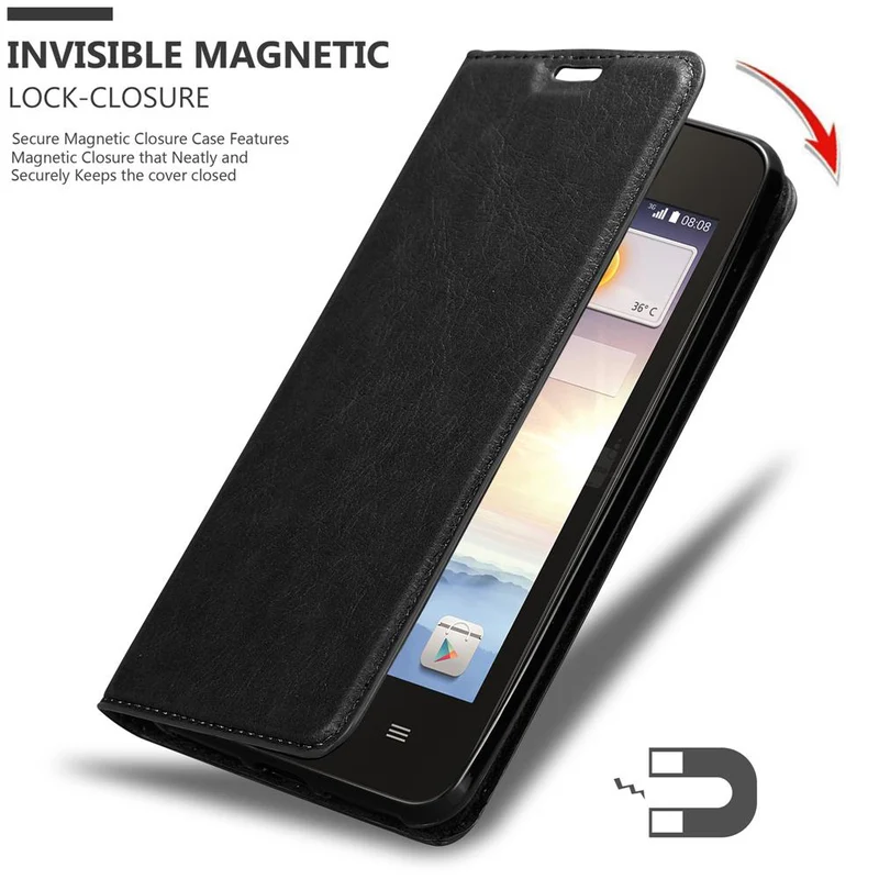 Cadorabo Hülle kompatibel mit Huawei Y3 / Y3C / Y330 / Y331 / Y360 Schutzhülle mit Magnetverschluss, Standfunktion und Kartenfach