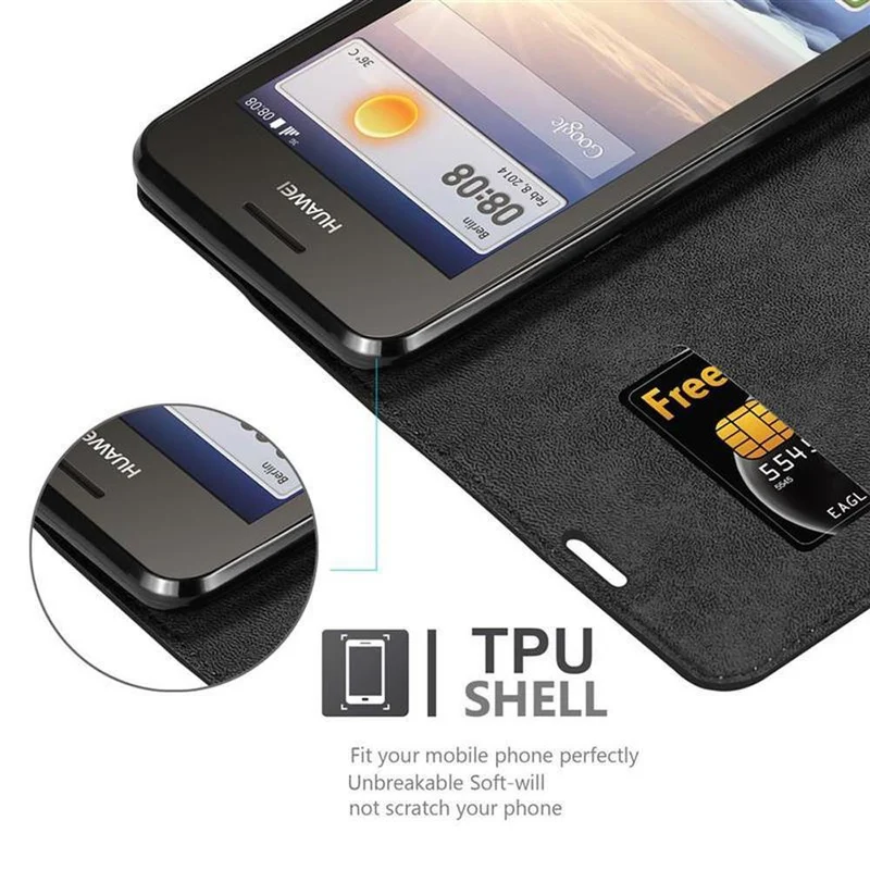 Cadorabo Hülle kompatibel mit Huawei Y3 / Y3C / Y330 / Y331 / Y360 Schutzhülle mit Magnetverschluss, Standfunktion und Kartenfach