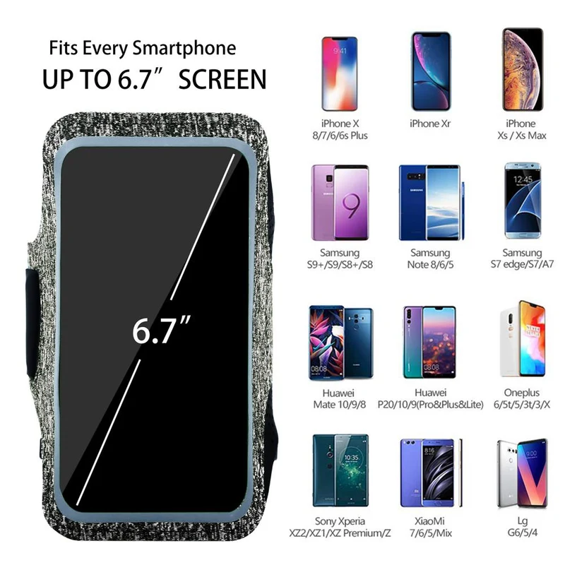 Cadorabo Sport Armtasche für Handys von 4.7 - 6.0 Zoll Sport Armband für Smartphones Handytasche mit Klettverschluss