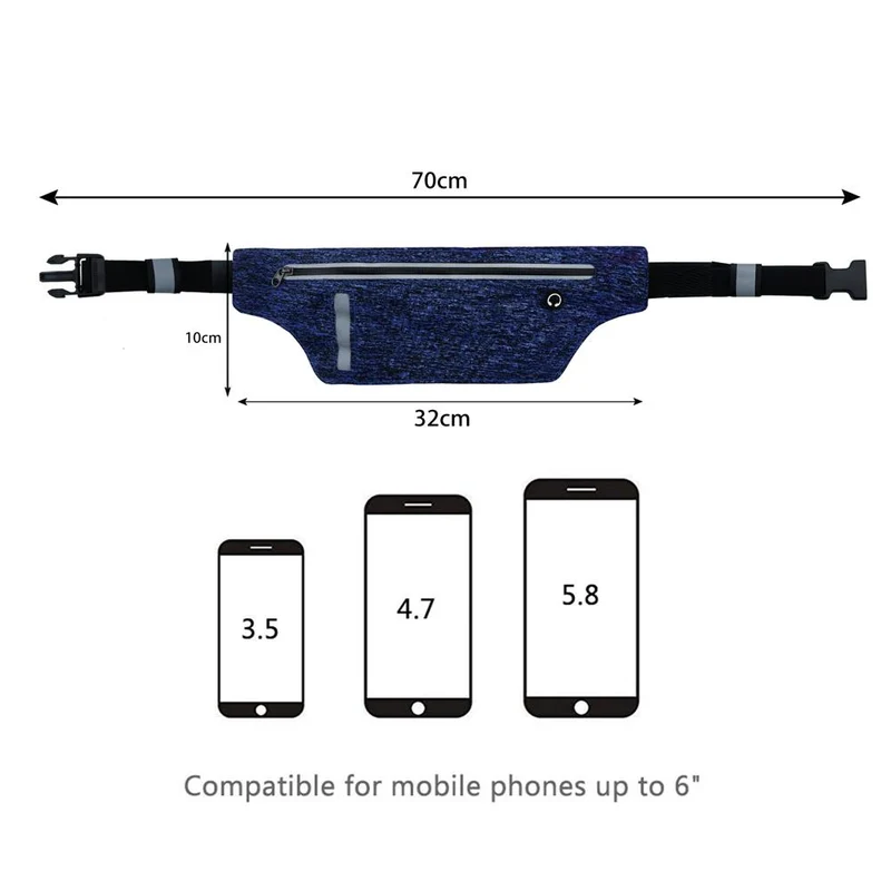 Cadorabo Sport Bauchtasche für Handys von 4.7 - 6.0 Zoll Längenverstellbare Touch Smartphone Hüfttasche Gürteltasche Handytasche