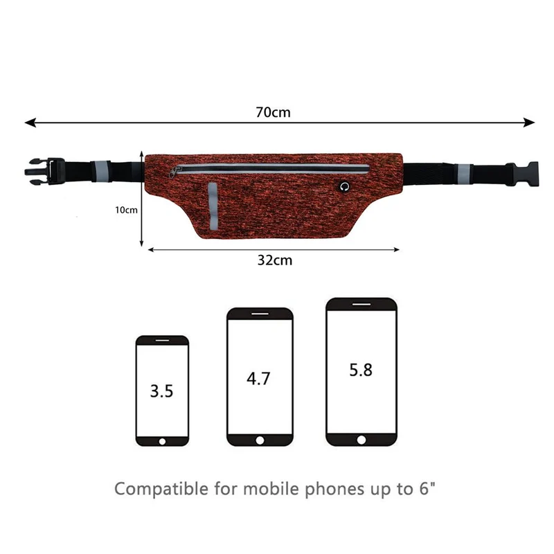 Cadorabo Sport Bauchtasche für Handys von 4.7 - 6.0 Zoll Längenverstellbare Touch Smartphone Hüfttasche Gürteltasche Handytasche