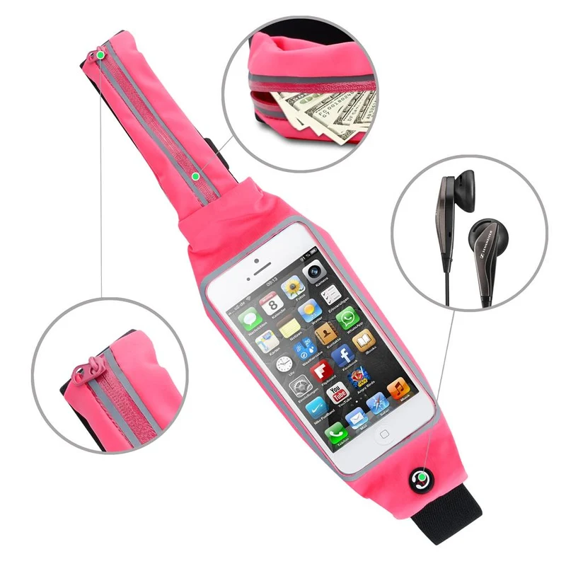 Cadorabo Sport Bauchtasche mit Flaschenfach und Fach für Handys Längenverstellbare Hüfttasche Gürteltasche Handytasche und Reißverschluss