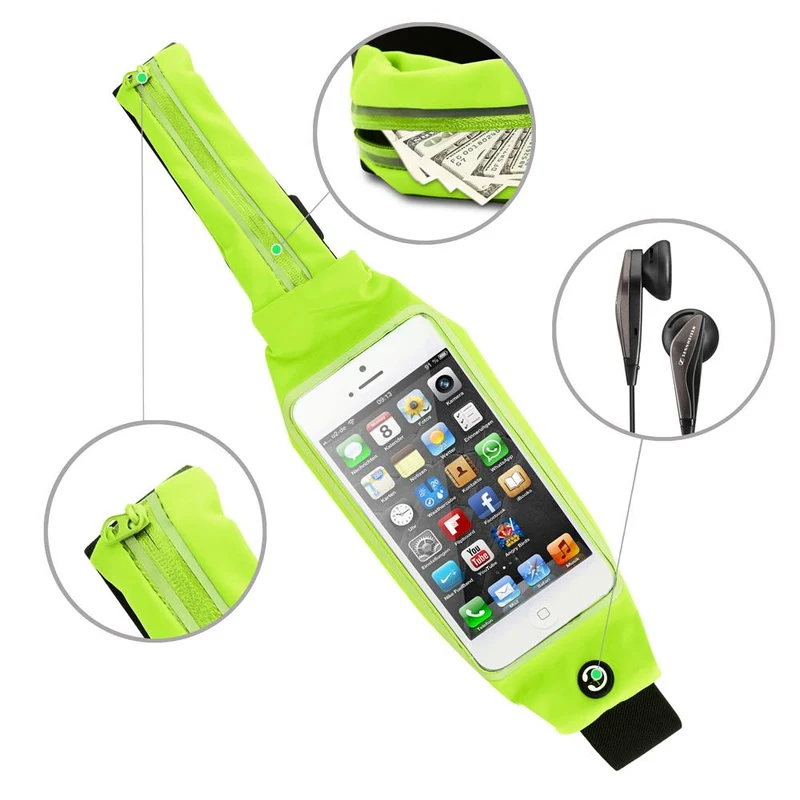 Cadorabo Sport Bauchtasche mit Flaschenfach und Fach für Handys Längenverstellbare Hüfttasche Gürteltasche Handytasche und Reißverschluss