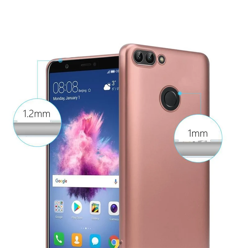 Cadorabo Hülle kompatibel mit Huawei P SMART 2018 / Enjoy 7S Schutzhülle aus flexiblem TPU Silikon