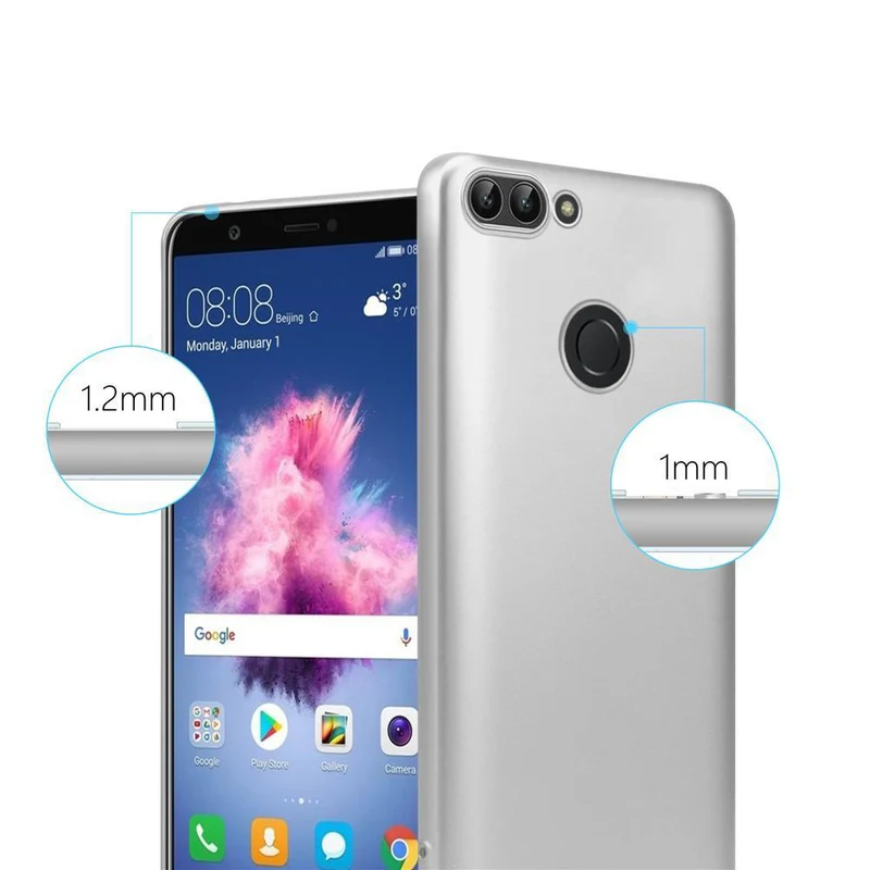 Cadorabo Hülle kompatibel mit Huawei P SMART 2018 / Enjoy 7S Schutzhülle aus flexiblem TPU Silikon