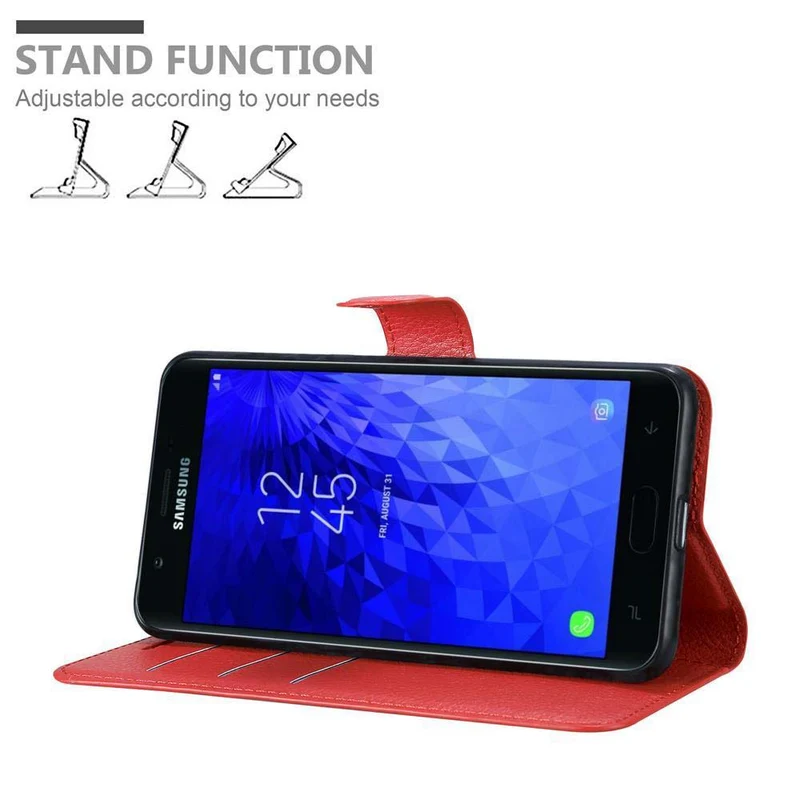 Cadorabo Hülle kompatibel mit Samsung Galaxy J3 2018 Schutzhülle mit Magnetverschluss, Standfunktion und Kartenfach
