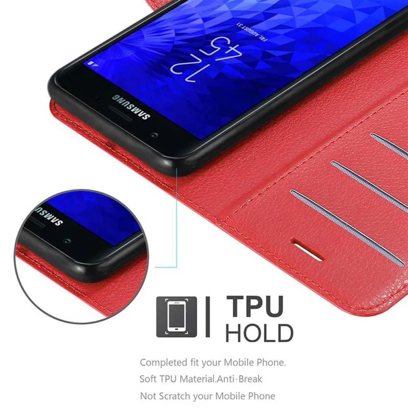 Cadorabo Hülle kompatibel mit Samsung Galaxy J7 2018 Schutzhülle mit Magnetverschluss, Standfunktion und Kartenfach