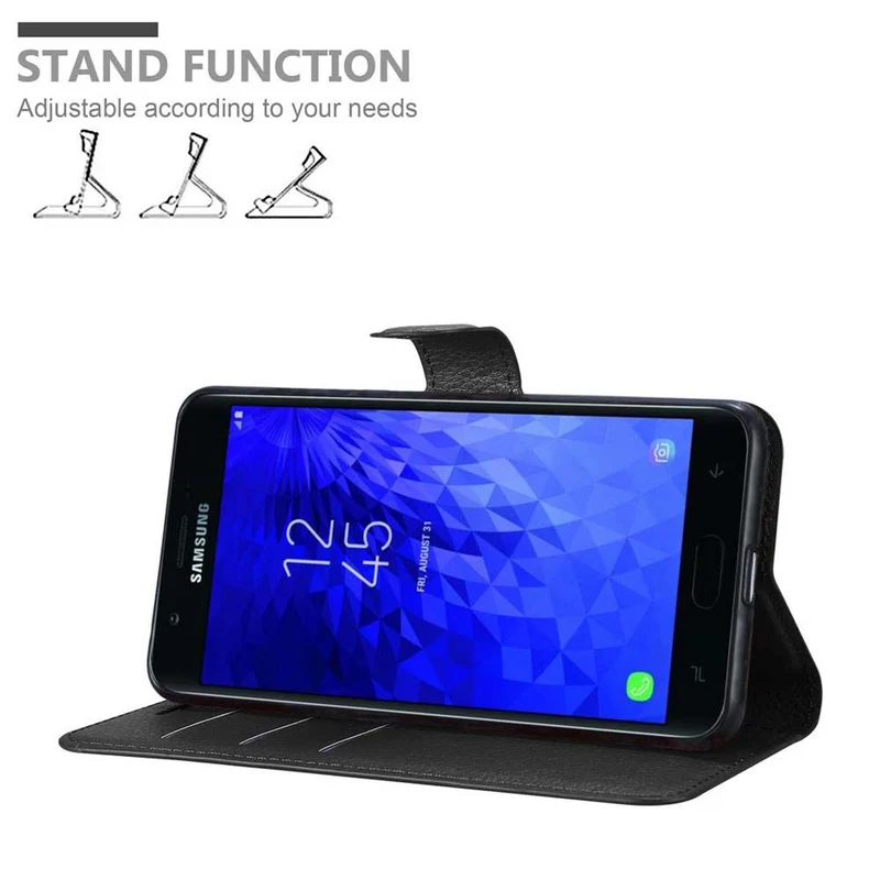 Cadorabo Hülle kompatibel mit Samsung Galaxy J7 2018 Schutzhülle mit Magnetverschluss, Standfunktion und Kartenfach