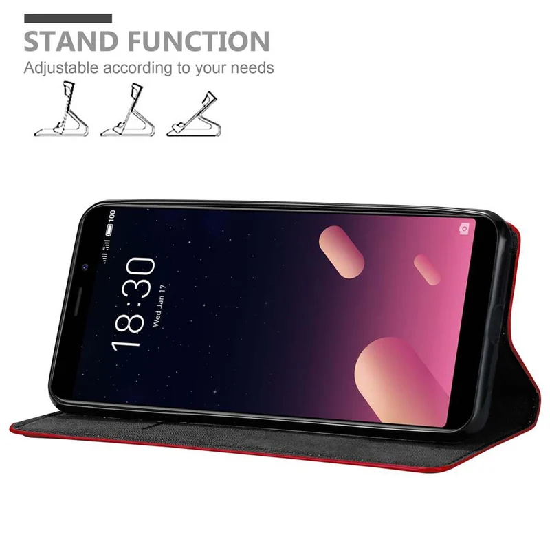 Cadorabo Hülle kompatibel mit MEIZU M6S Schutzhülle mit Magnetverschluss, Standfunktion und Kartenfach