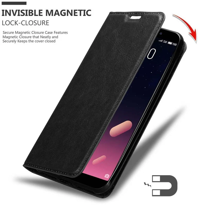 Cadorabo Hülle kompatibel mit MEIZU M6S Schutzhülle mit Magnetverschluss, Standfunktion und Kartenfach