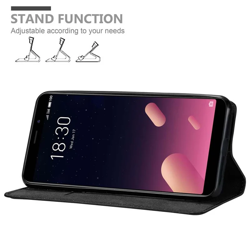 Cadorabo Hülle kompatibel mit MEIZU M6S Schutzhülle mit Magnetverschluss, Standfunktion und Kartenfach