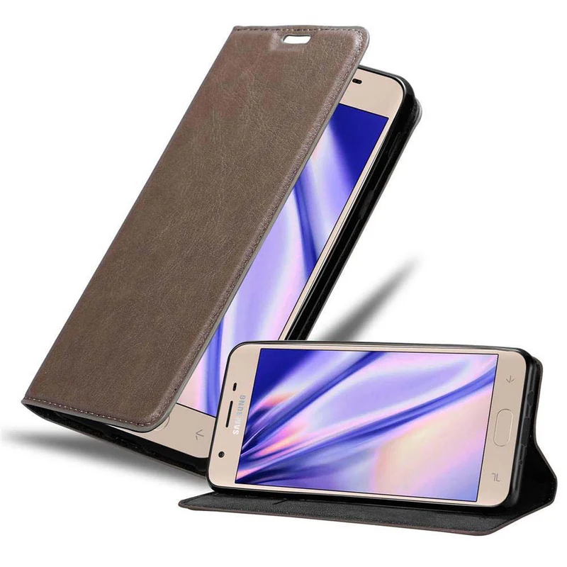 Cadorabo Hülle kompatibel mit Samsung Galaxy J3 2018 Schutzhülle mit Magnetverschluss, Standfunktion und Kartenfach